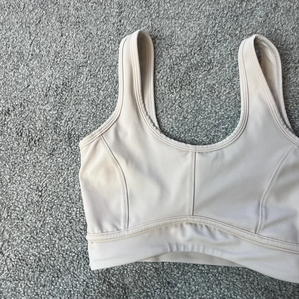 ALLFENIX Sports Bra Womens XS White Scoop Neck Longline‎ Athletic Yoga Gym